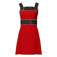 Dolce & Gabbana Red Wool Sleeveless A-line Flared Mini Women's Dress