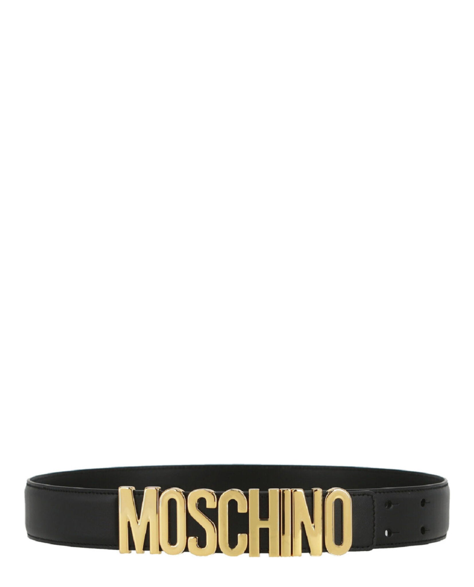 Moschino Womens Logo Lettering Leather Belt