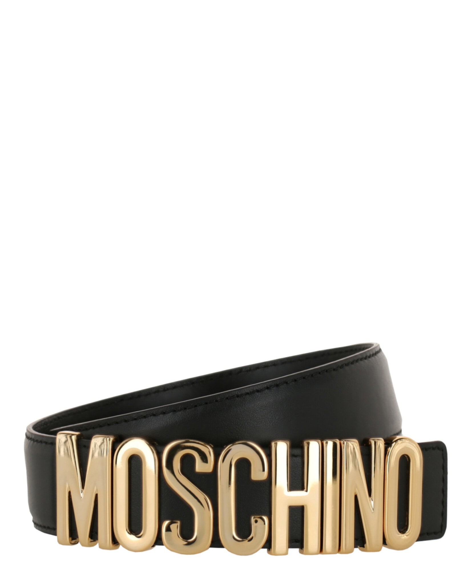 Moschino Womens Logo Lettering Leather Belt