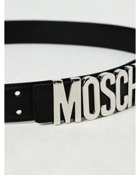Moschino Couture Moschino Logo Leather Belt Men Silver