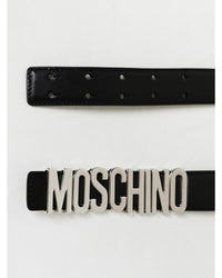 Moschino Couture Moschino Logo Leather Belt Men Silver