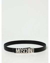 Moschino Couture Moschino Logo Leather Belt Men Silver