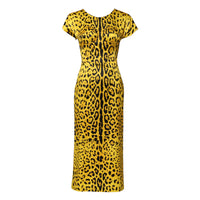 Dolce & Gabbana Yellow Polyester Leopard Midi Sheath Women's Dress