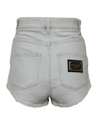 Dolce & Gabbana Light Blue Washed Denim Cotton Hot Pants Women's Shorts