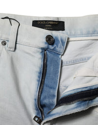 Dolce & Gabbana Light Blue Washed Denim Cotton Hot Pants Women's Shorts
