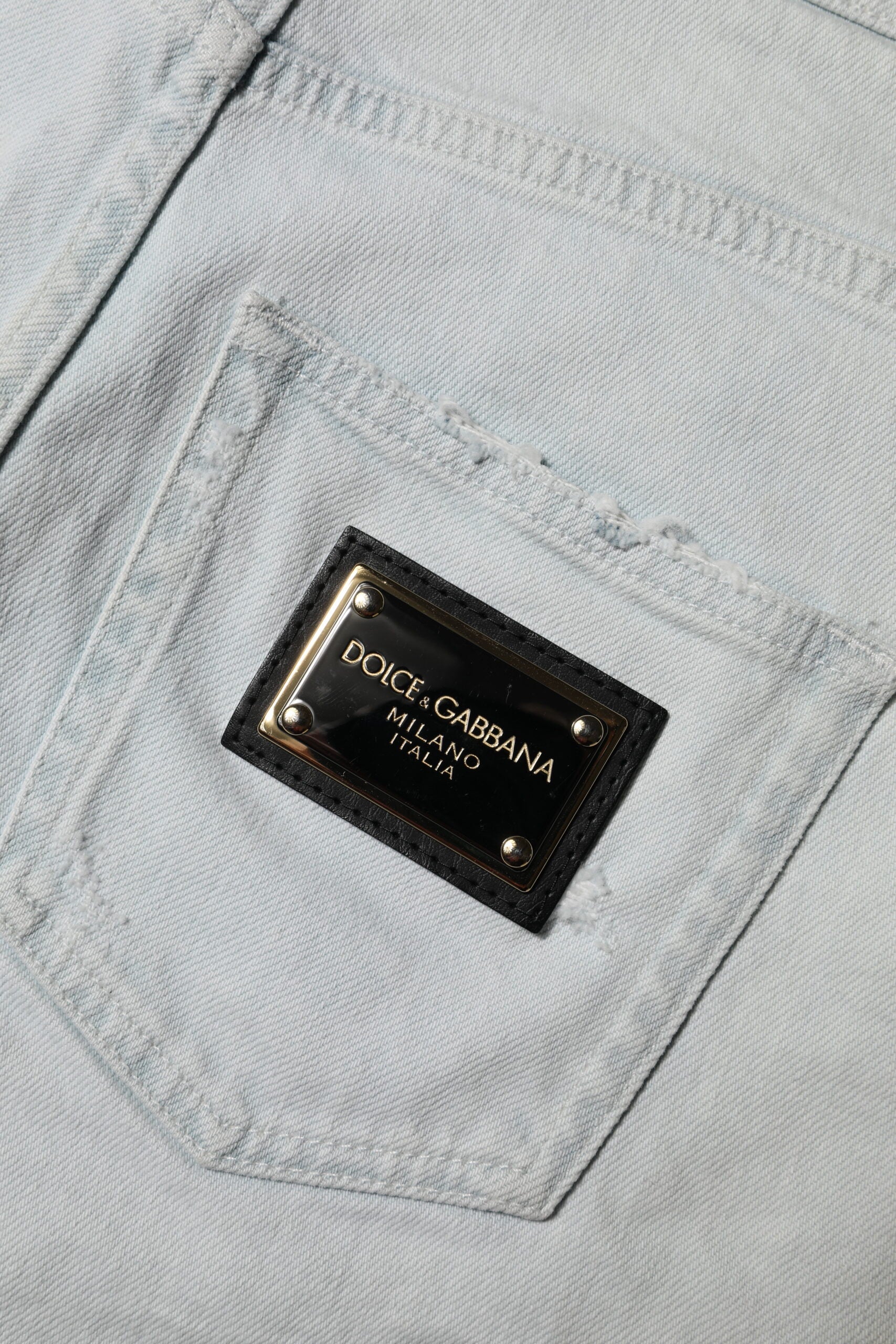 Dolce & Gabbana Light Blue Washed Denim Cotton Hot Pants Women's Shorts