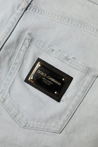 Dolce & Gabbana Light Blue Washed Denim Cotton Hot Pants Women's Shorts