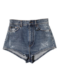 Dolce & Gabbana Blue Tattered Denim Cotton Hot Pants Women's Shorts