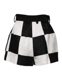 Dolce & Gabbana Black White Floral Brocade Hot Pants Women's Shorts