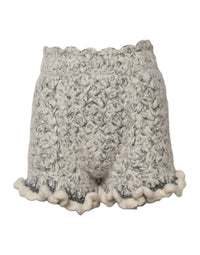Dolce & Gabbana Metallic Bouclé Knit Cashmere Ruffled Women's Shorts