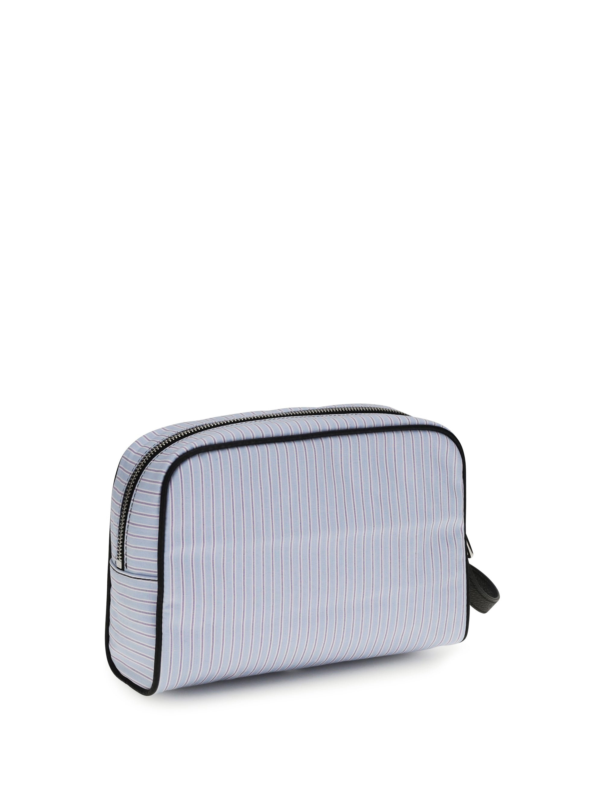 Dolce & Gabbana Men Striped Poplin And Leather Handbag