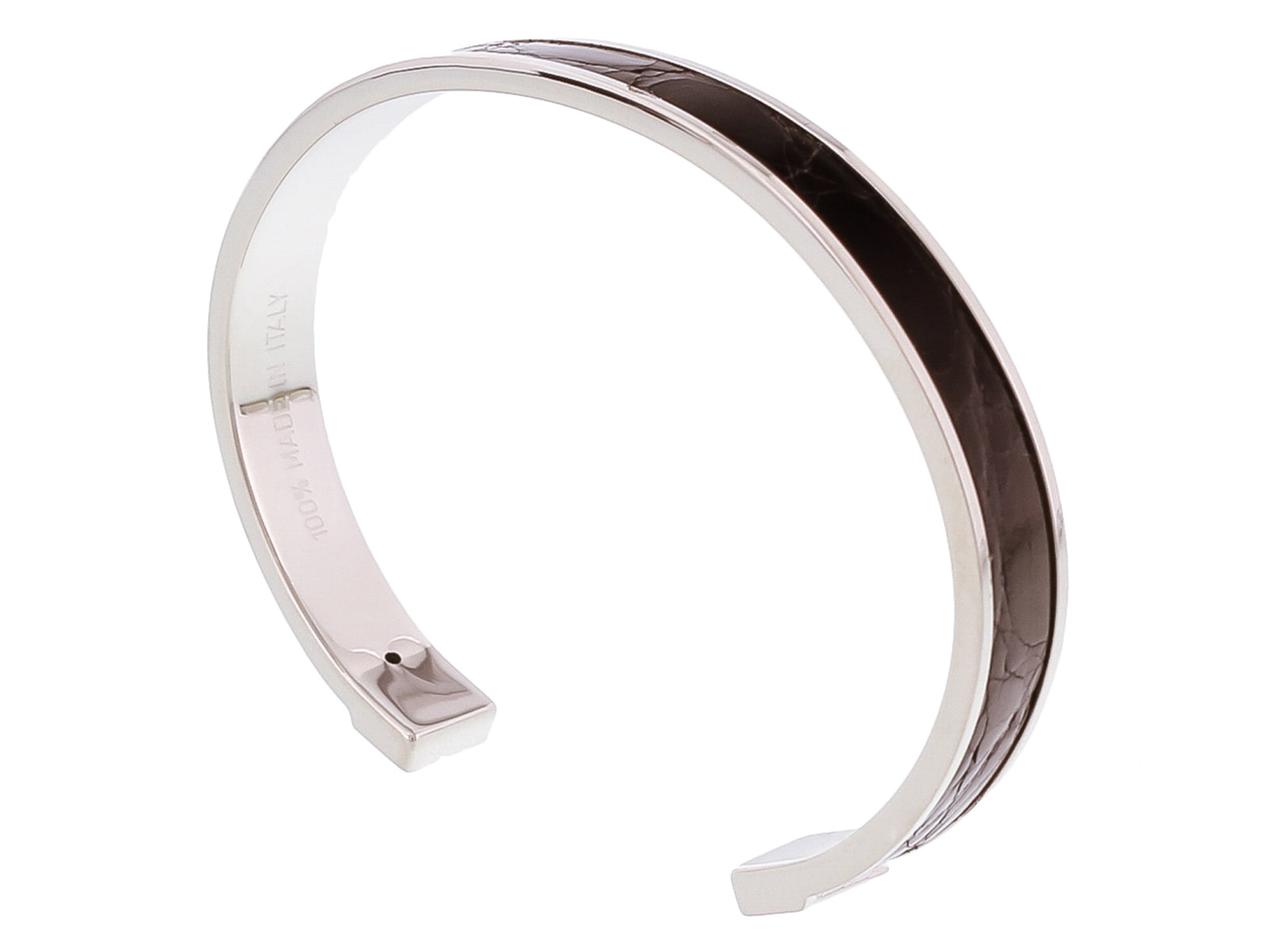 Stamerra PICCOLO CROCCO ANR Black/Silver Genuine Crocodile Bracelet