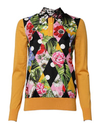 Dolce & Gabbana Multicolor Floral Long Sleeves Polo Women's Top