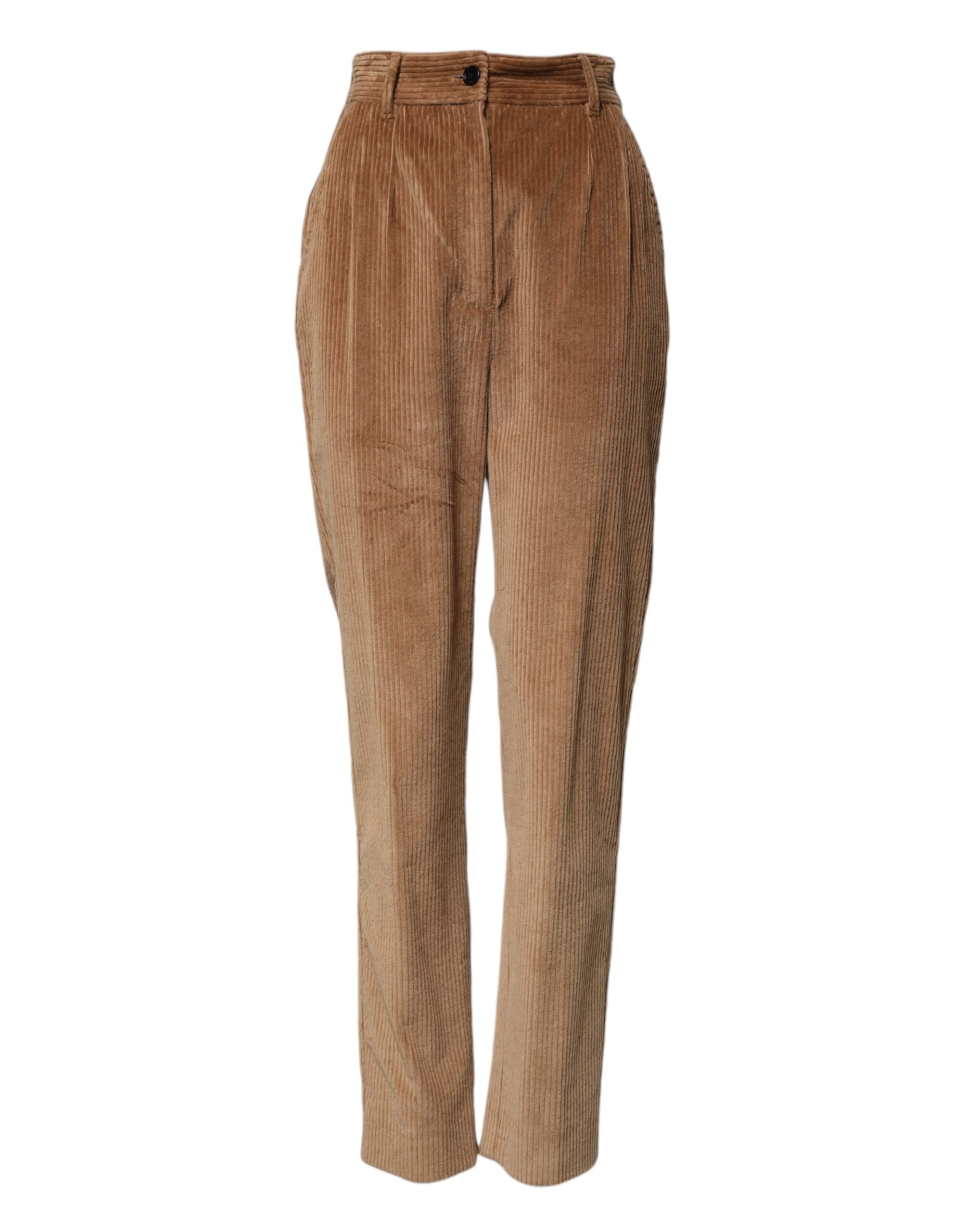 Dolce & Gabbana Brown Cotton Corduroy Tapered Women's Pants