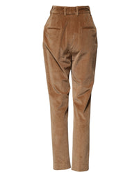 Dolce & Gabbana Brown Cotton Corduroy Tapered Women's Pants