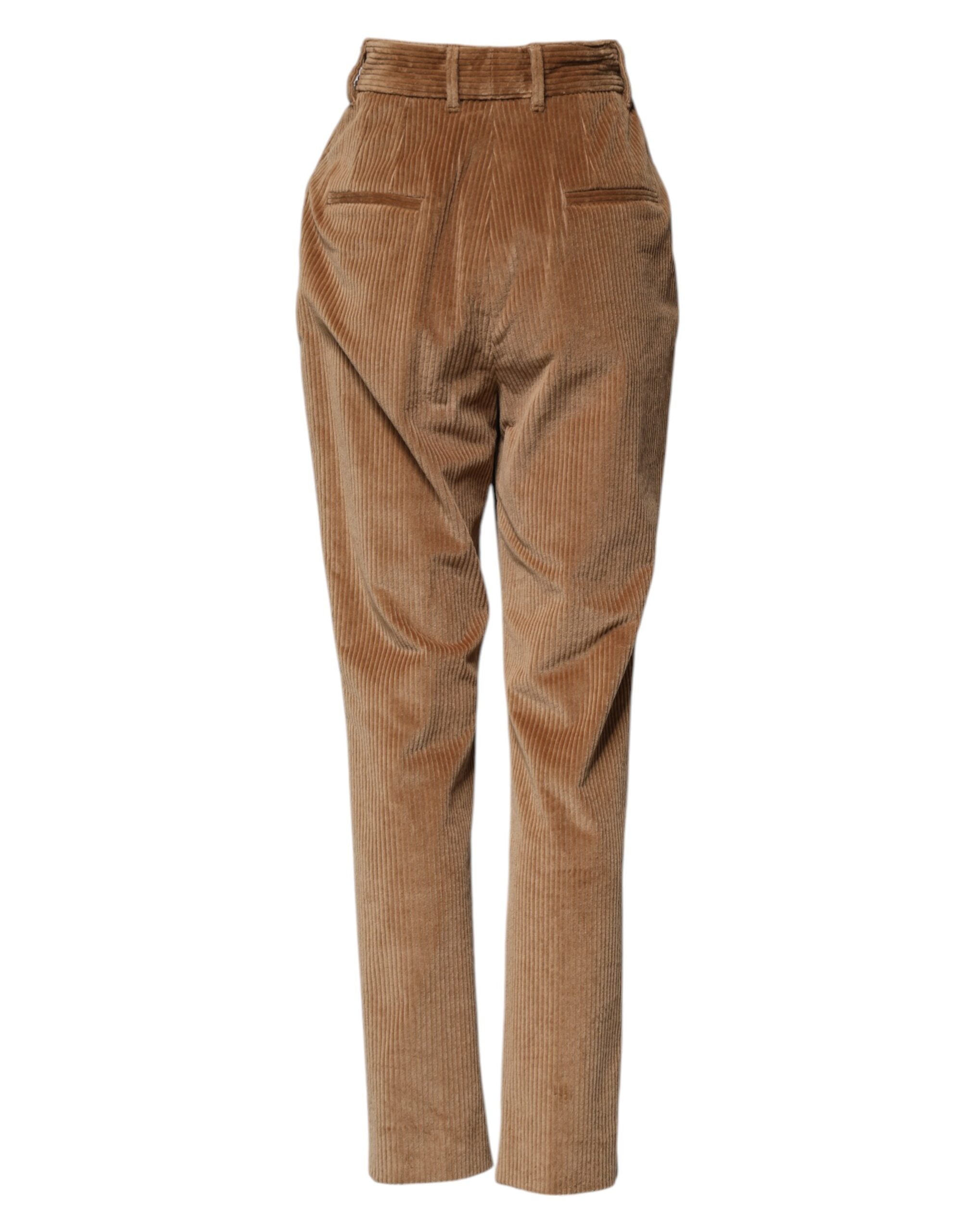 Dolce & Gabbana Brown Cotton Corduroy Tapered Women's Pants