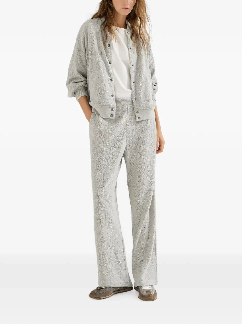 Brunello cucinelli Brunello Cucinelli Women Flower Lace Jersey Track Trousers