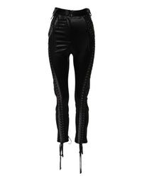 Dolce & Gabbana Black Lace Details High Waist Skinny Women's Pants