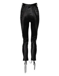 Dolce & Gabbana Black Lace Details High Waist Skinny Women's Pants