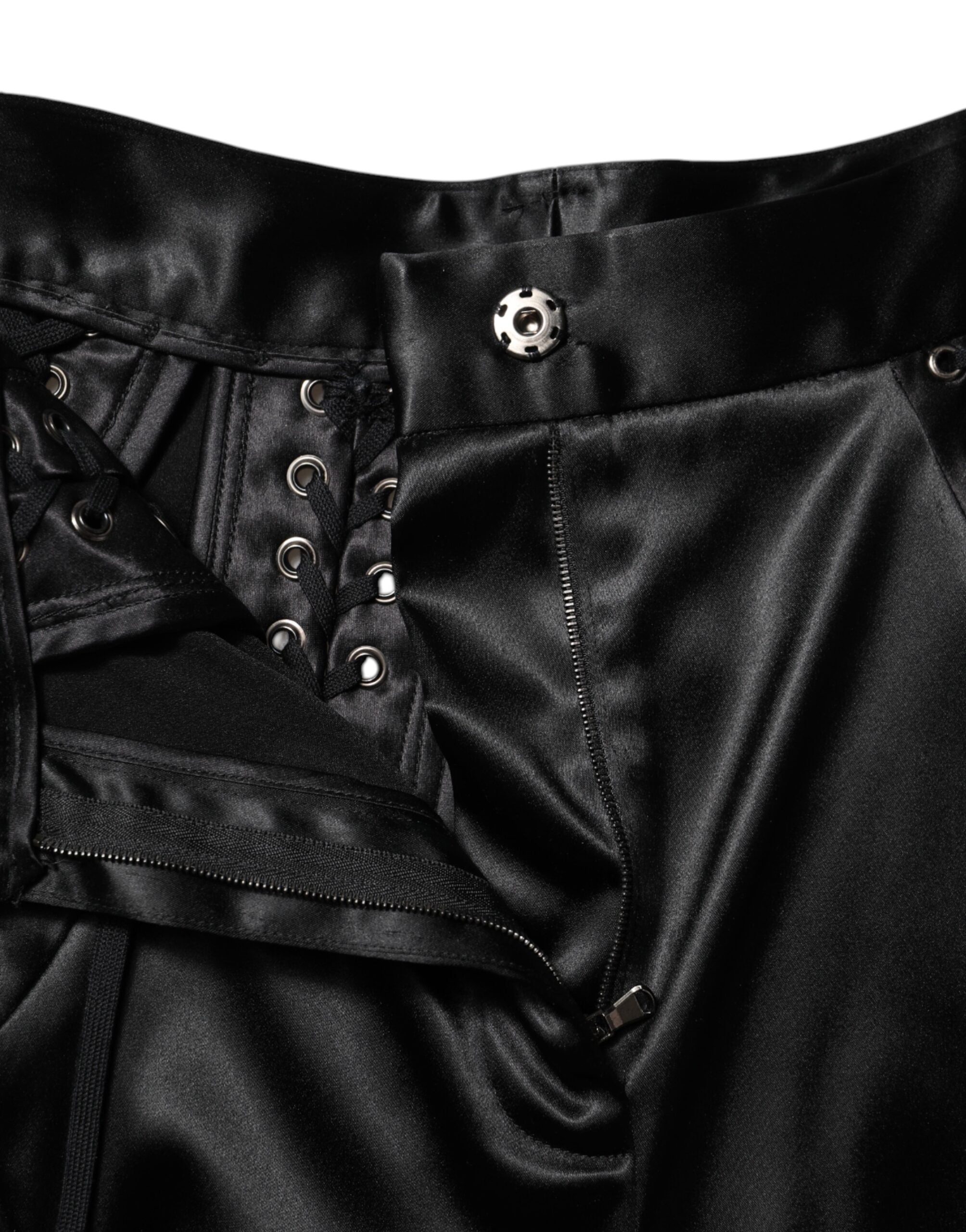 Dolce & Gabbana Black Lace Details High Waist Skinny Women's Pants