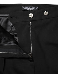 Dolce & Gabbana Black Wool High Waist Flared Women's Pants