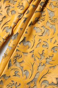 Dolce & Gabbana Yellow Floral Lace Mid Waist Capri Women's Pants
