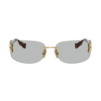 Miu Miu Miu Miu Sunglasses Rectangle Rimless, Gold Frame and Light Grey Lens MUA51S5AK50K