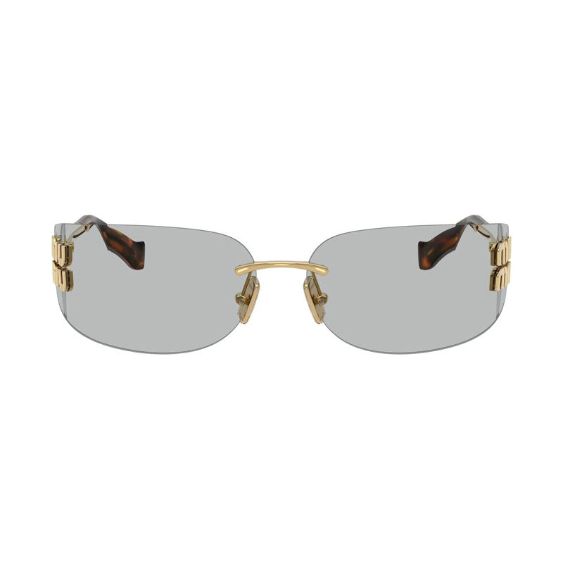 Miu Miu Miu Miu Sunglasses Rectangle Rimless, Gold Frame and Light Grey Lens MUA51S5AK50K