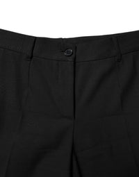 Dolce & Gabbana Black Wool High Waist Tapered Women's Pants