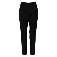 Dolce & Gabbana Black Wool High Waist Tapered Women's Pants