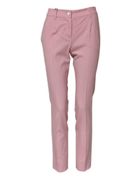 Dolce & Gabbana Pink Wool High Waist Tapered Women's Pants