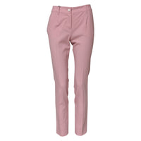Dolce & Gabbana Pink Wool High Waist Tapered Women's Pants
