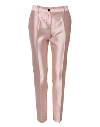 Dolce & Gabbana Pink Satin High Waist Tapered Women's Pants