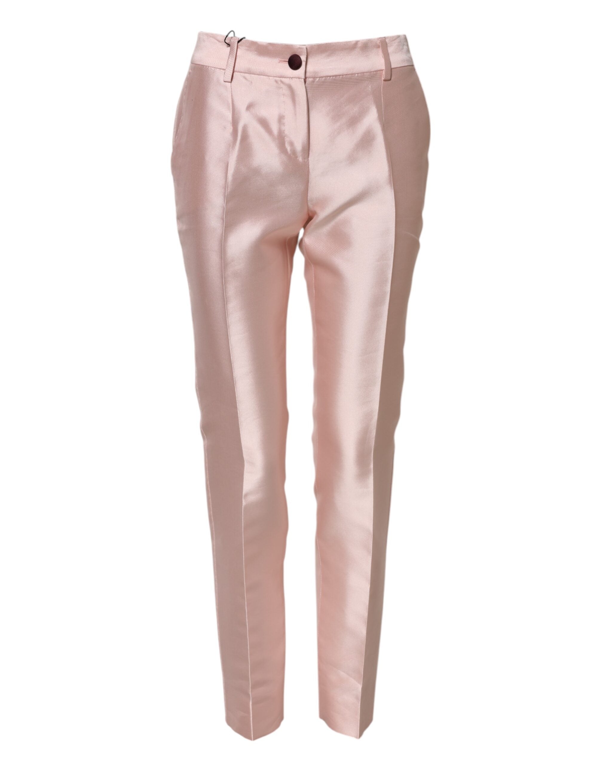Dolce & Gabbana Pink Satin High Waist Tapered Women's Pants