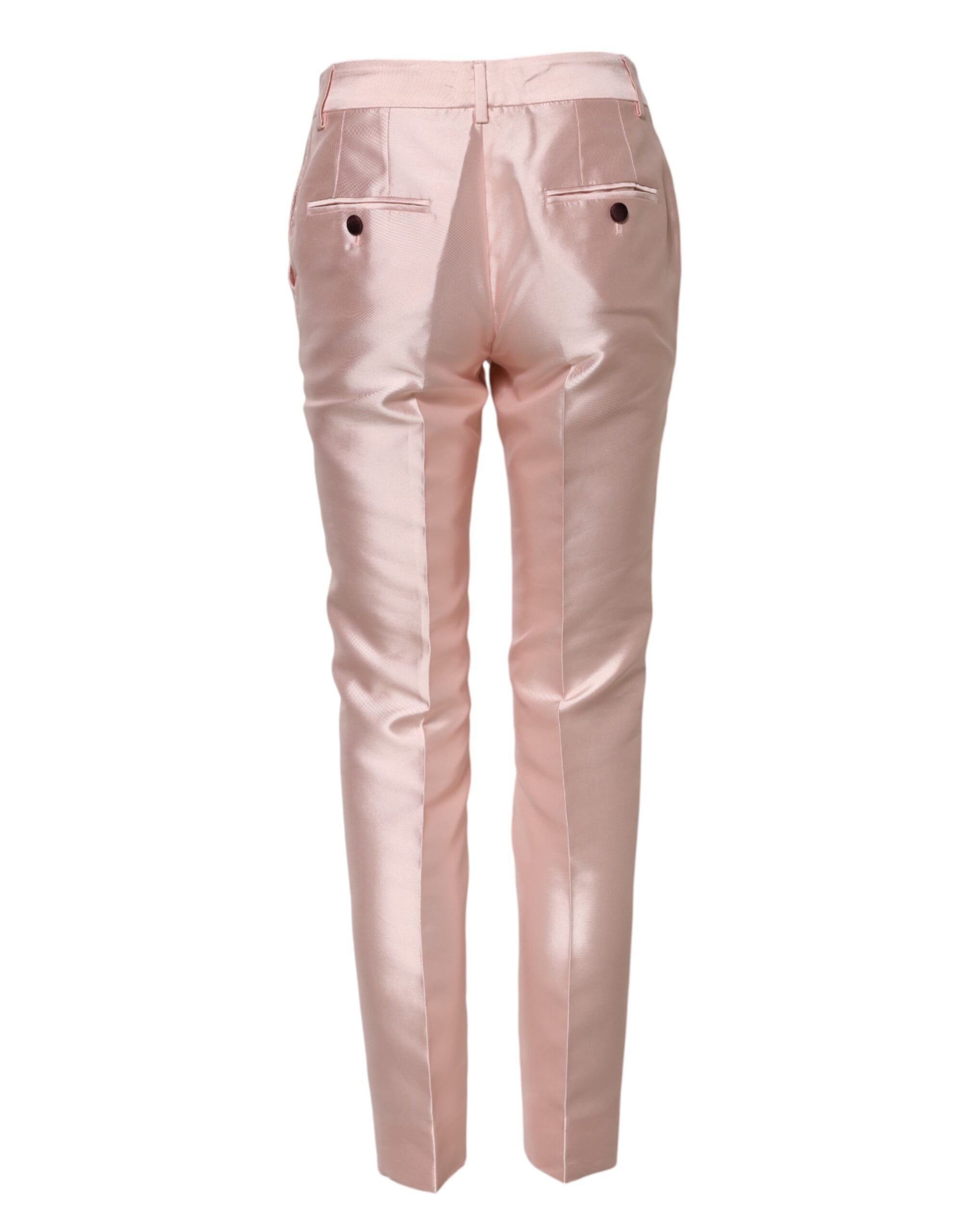 Dolce & Gabbana Pink Satin High Waist Tapered Women's Pants