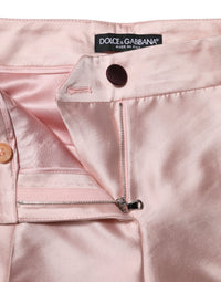 Dolce & Gabbana Pink Satin High Waist Tapered Women's Pants