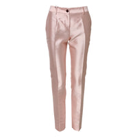 Dolce & Gabbana Pink Satin High Waist Tapered Women's Pants