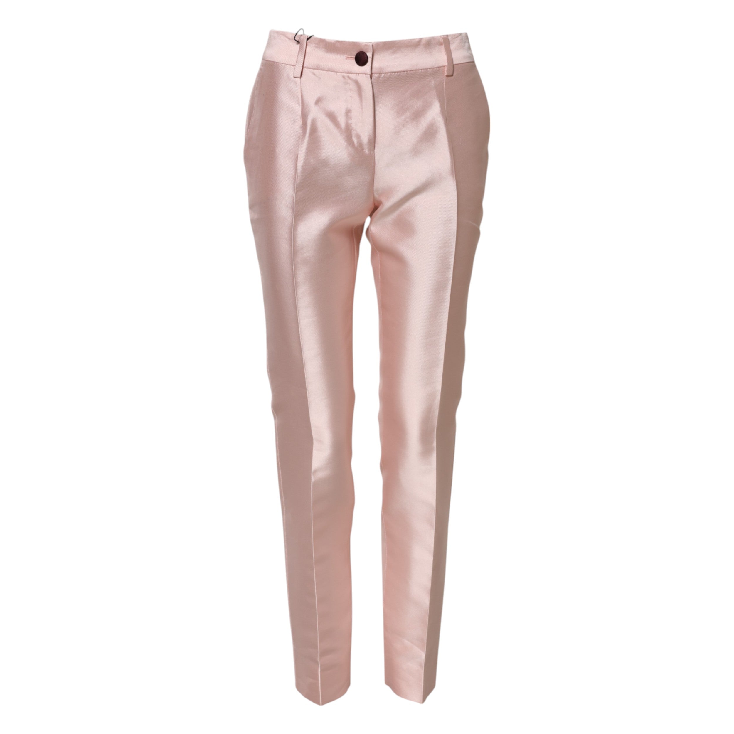 Dolce & Gabbana Pink Satin High Waist Tapered Women's Pants