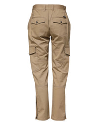 Dolce & Gabbana Beige Mid Waist Cargo Tapered Women's Pants