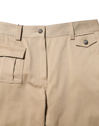 Dolce & Gabbana Beige Mid Waist Cargo Tapered Women's Pants