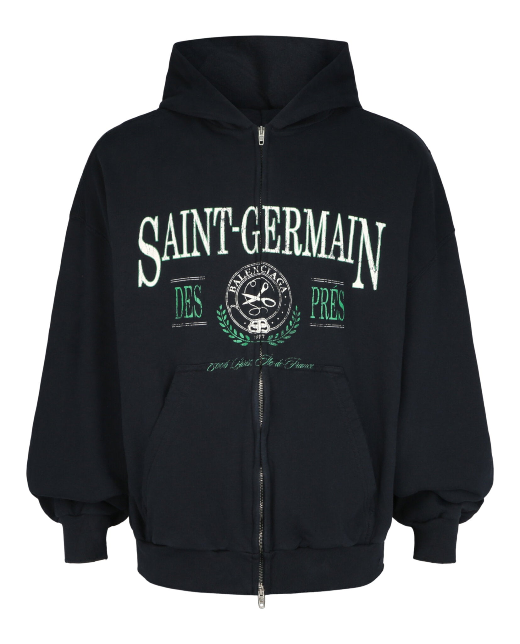 Balenciaga Balenciaga Mens Saint-Germain Distressed Zip-Up Hoodie