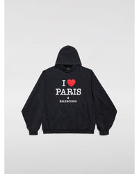 Balenciaga I Heart Paris Hoodie Oversized Men Black Sweatshirts & Hoodies