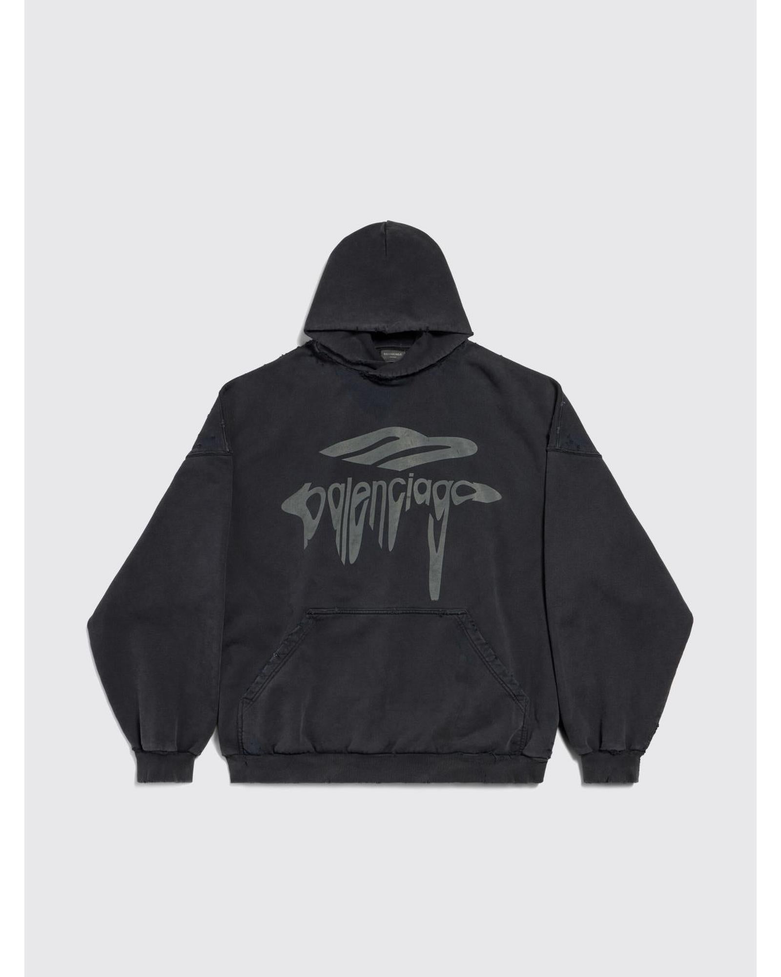 Balenciaga LogoPrint Hoodie Oversized Fit Men Black Sweatshirts & Hoodies Regular L Black