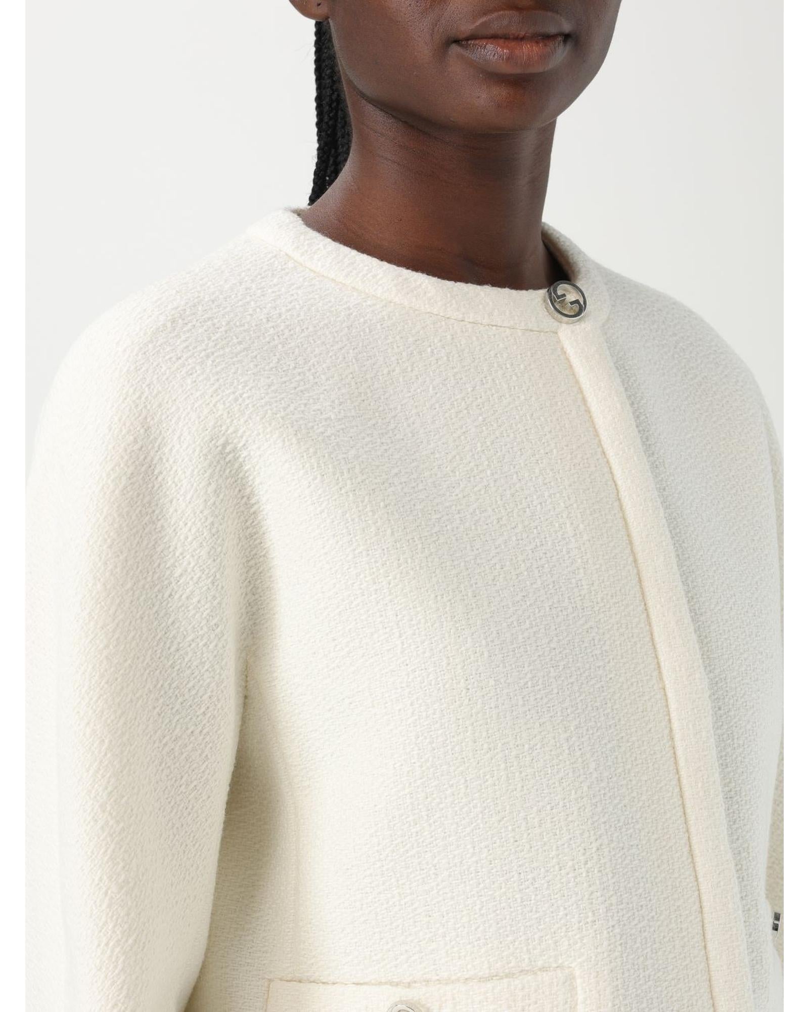 Gucci Tweed Skirt Suit Jacket Women White