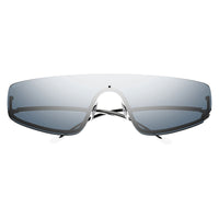 Gucci Sunglasses Shield Semi Rim, Shiny Silver Frame and Grey Lens GG1561S001