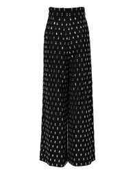 Dolce & Gabbana Black Crystal Embellished Wide Leg Women's Pants