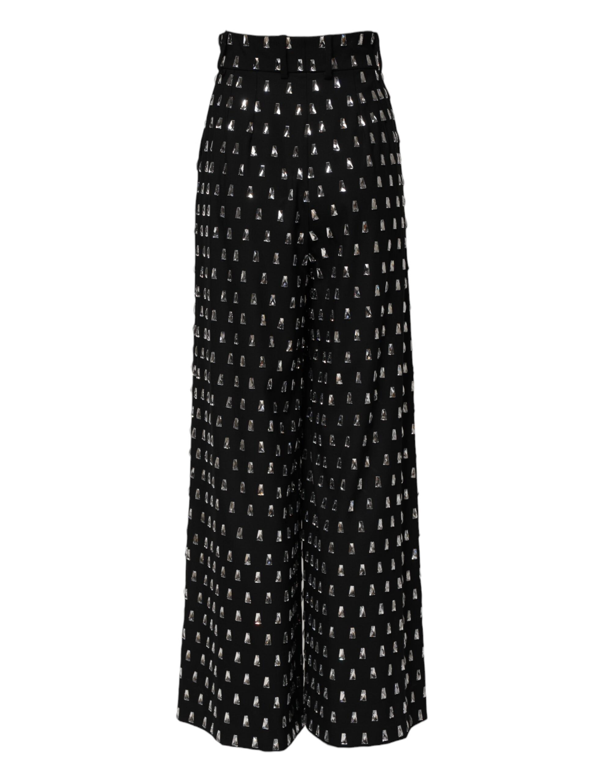 Dolce & Gabbana Black Crystal Embellished Wide Leg Women's Pants