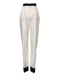 Dolce & Gabbana White High Waist Straight Dress Trouser Women's Pants
