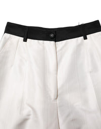 Dolce & Gabbana White High Waist Straight Dress Trouser Women's Pants