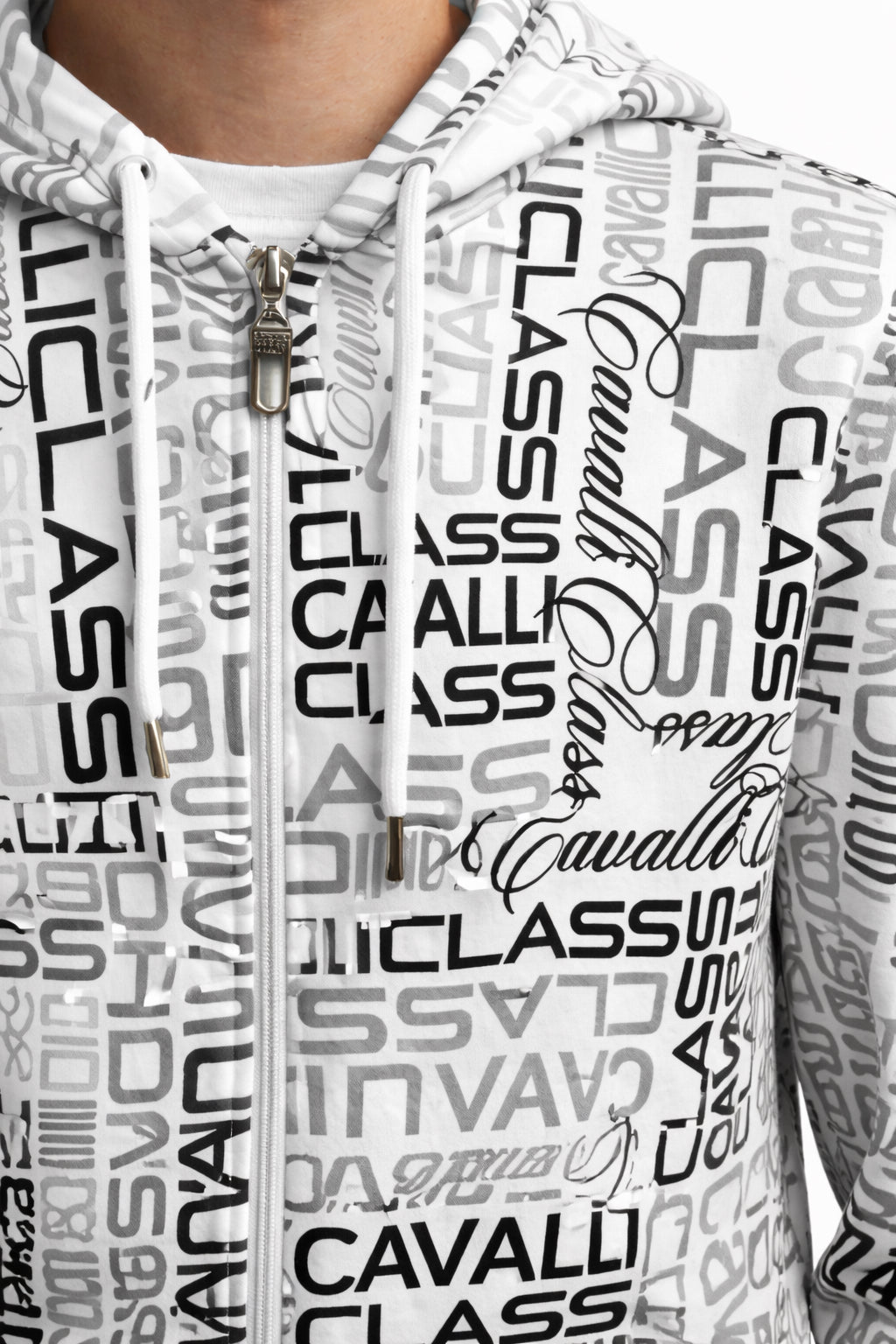 Cavalli Class Signature Lightweight Logo Zip Hoodie – L